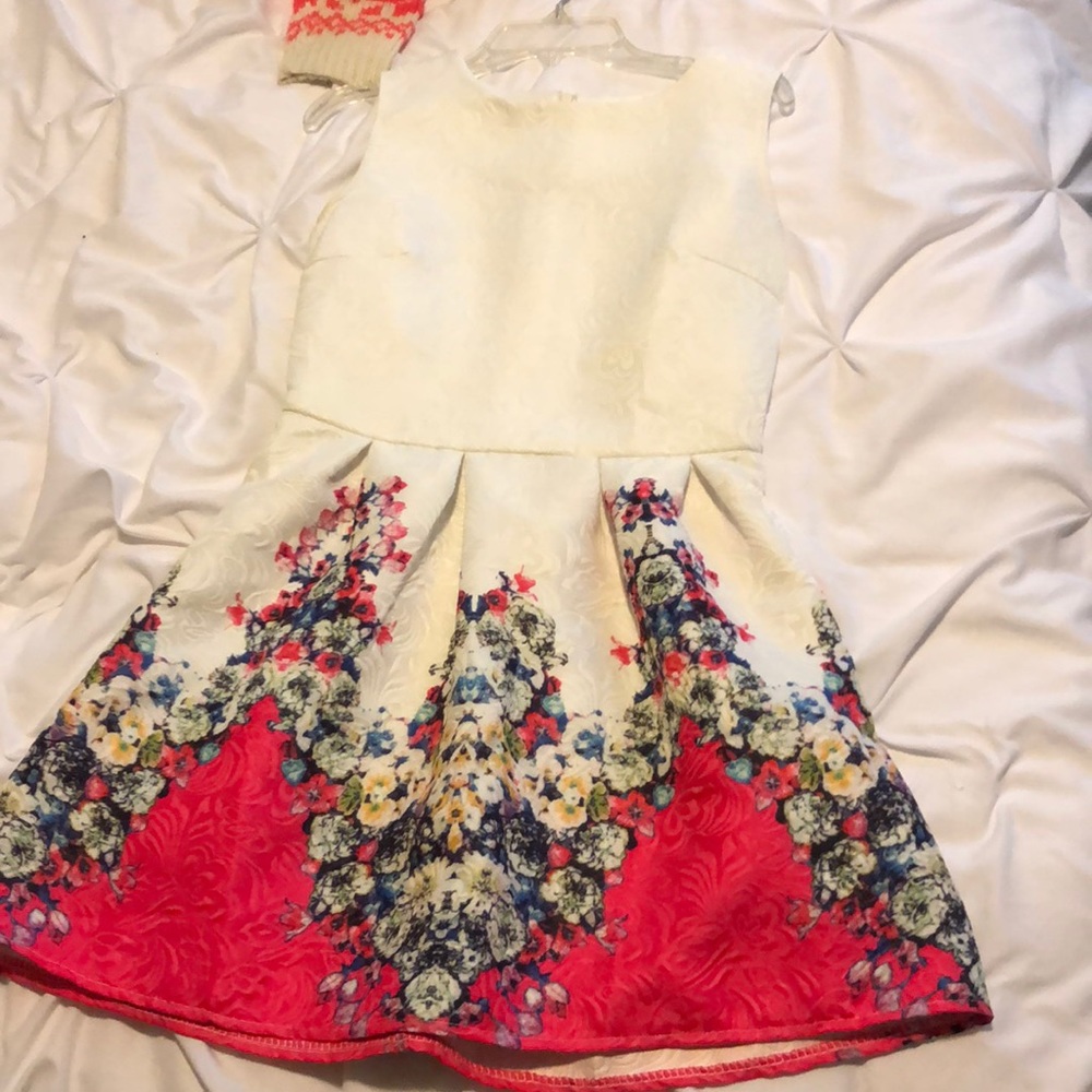 White/Floral fit and flare dress